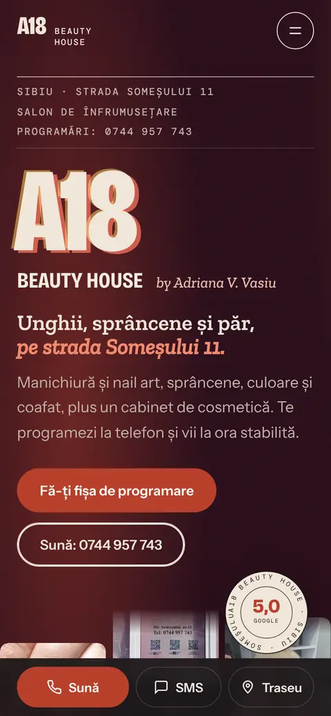 A18 Beauty House pe telefon