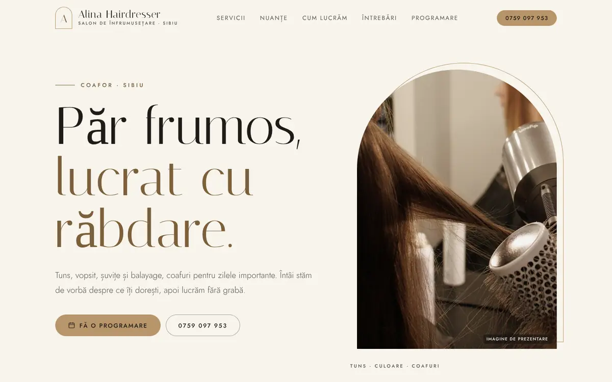 Alina Hairdresser pe desktop