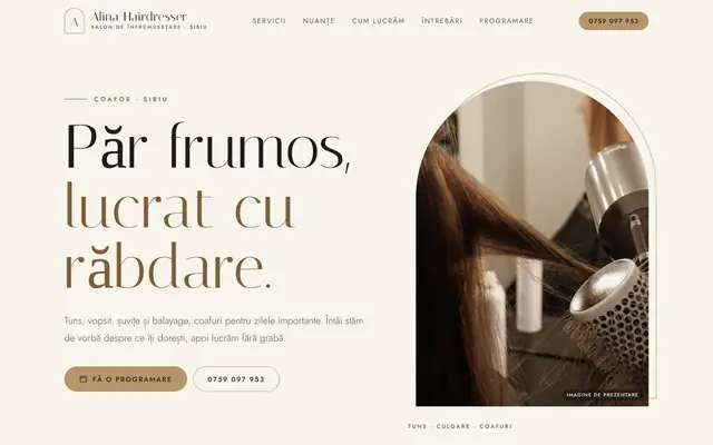 Site-ul Alina Hairdresser