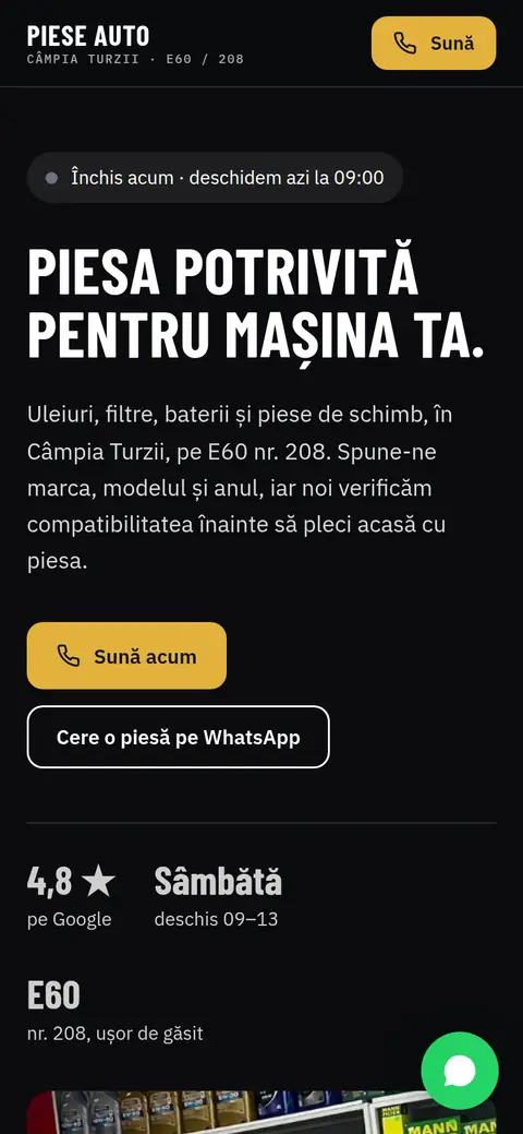 Piese Auto Câmpia Turzii pe telefon