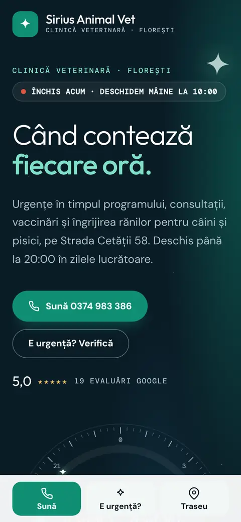 Sirius Animal Vet pe telefon